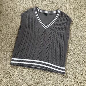 Gray Cable Knit Sweater Vest